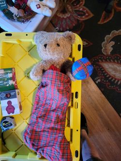 Teddy Bear with Plaid Stocking
