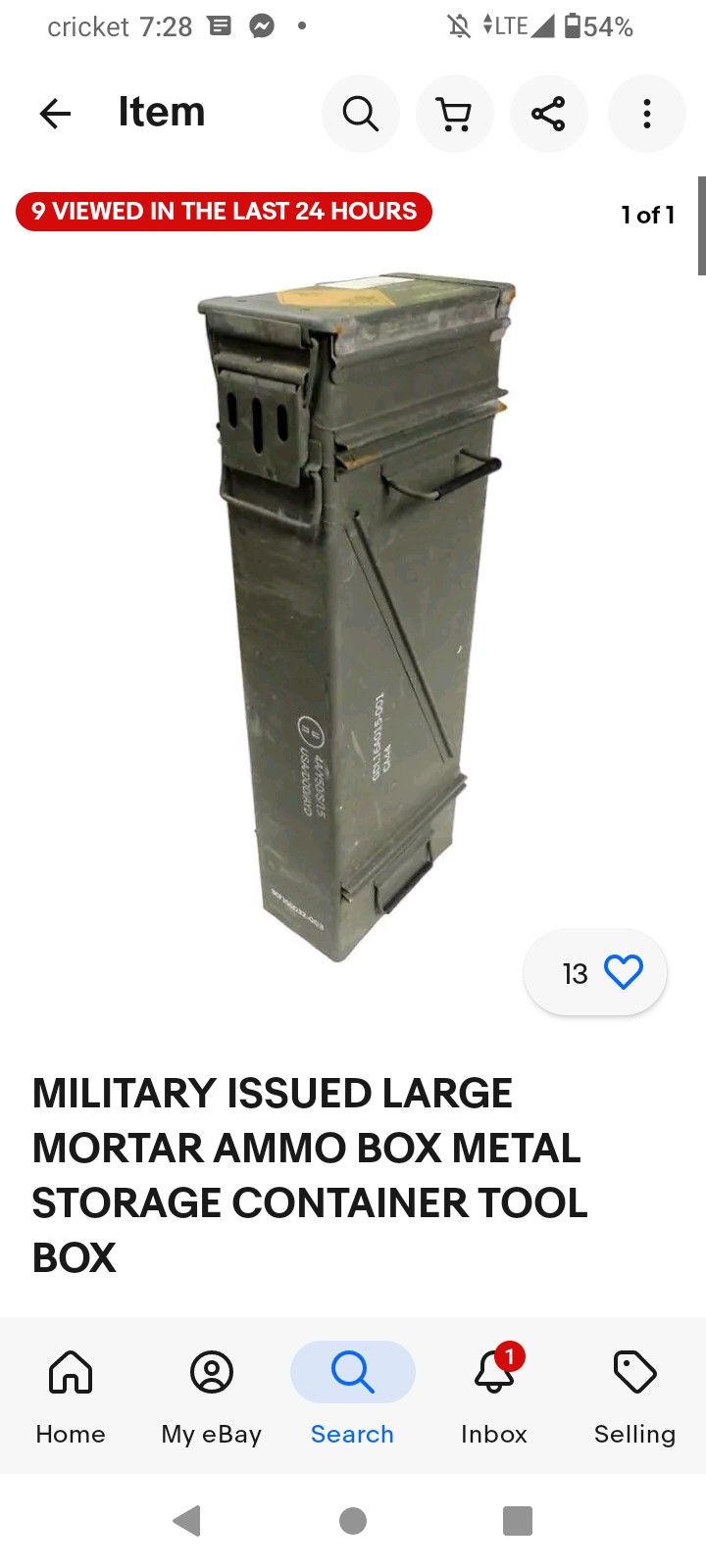Vietnam WW2 US Military AUTHENTIC AMMO CASE Tall Metal