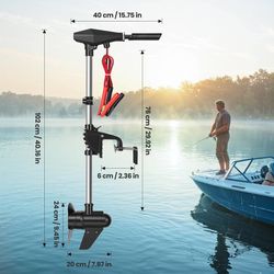 58 LBS Trolling Motor, Brushless Electric Motor with Stepless Speed Control, 30 Inch Shaft, LED Battery Indicator, Transom Mounted for Kayak, Fishing 