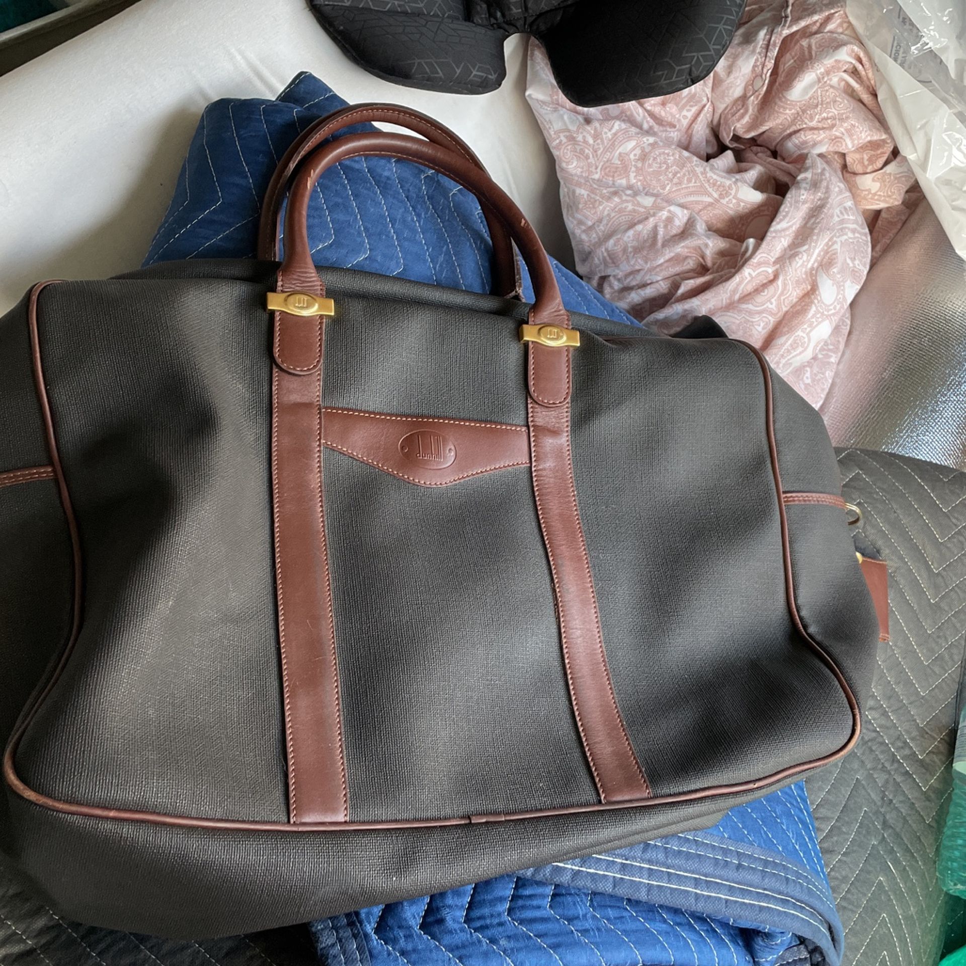 Dunhill Clutch Bag Handbag Black Leather With Handle Strap Vintage Toiletry Bags Australia