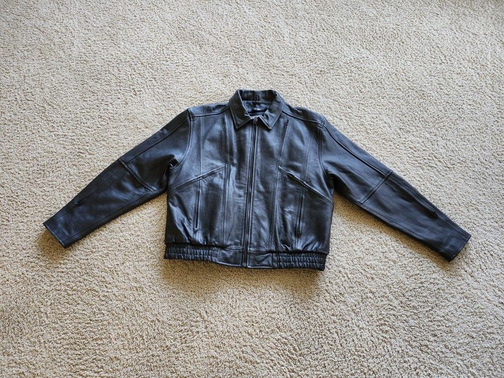 River Road Mens Black Leather Motorcycle Jacket 2XL