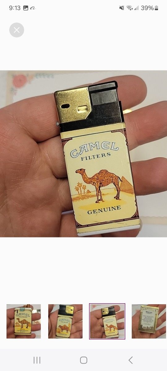 Vintage Camel Lighter New Condition Gold