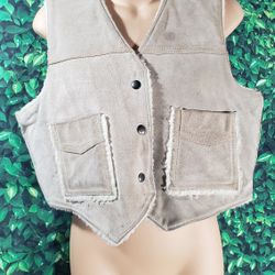 Vintage 80's Leather Flair Vest women's SZ Large