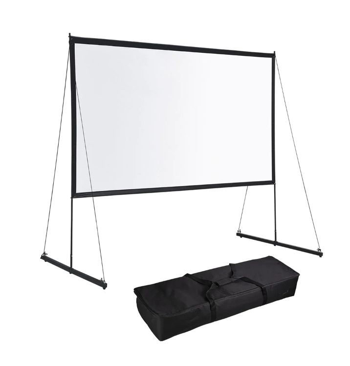 Outdoor Portable Projection Screen PVC w/ Metal Stand 100in - Home Business Equipment - Halloween Sale