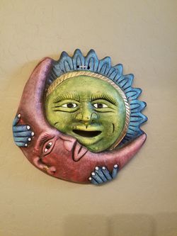 Mexico clay pottery sun and moon NEW