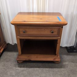 Warm Tone Wood Nightstand with Open Storage