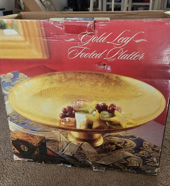 Gold Leaf Serving Platter 