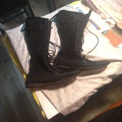 Hand Made Suede Knee High Moccasin Boots