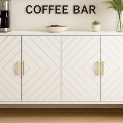 Buffet Cabinet with Storage Sideboard Cabinets, Wood Kitchen Organizers and Storage with 4 Doors & Adjustable Shelves, Modern Accent Cabinet for Livin