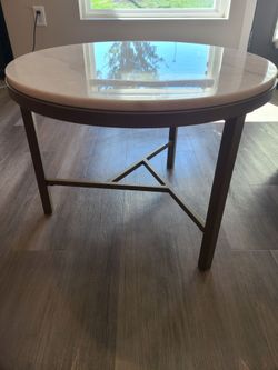 Round Marble Top Coffee Table Metal Base