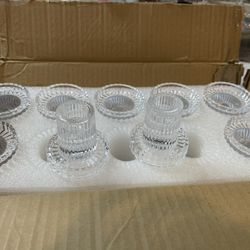 9 Clear Taper Glass Candle Holders