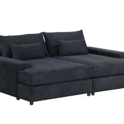 Jaylee Black Fabric 88” Wide Oversized Sleeper Sofa