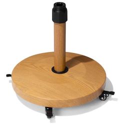 45 lbs. Round Cement Concrete Patio Umbrella Base in Echo Teak with Wheels
