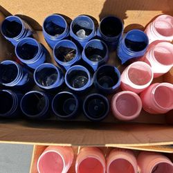 PINK AND BLUE PAINTED BALL CANNING PINT JARS FOR GENDER REVEAL