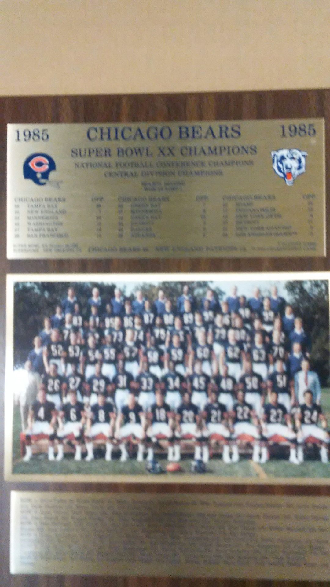 1985 Chicago bears world championship plaque for Sale in Lombard, IL -  OfferUp