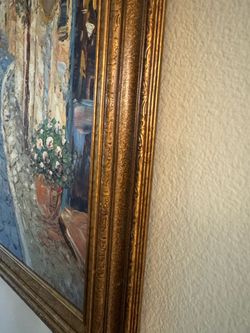 Framed Oil Painting with Gold Ornate Frame