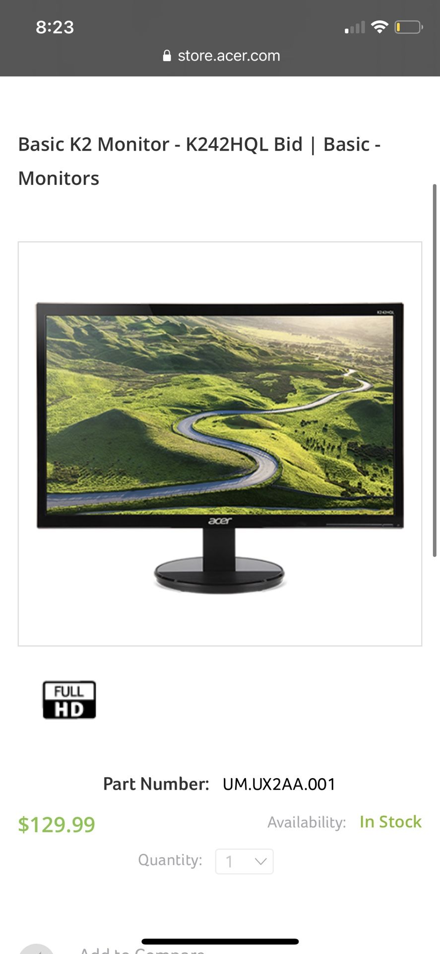 Acer HD Monitor 24