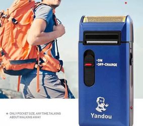 Retro Electric Razor for Men, Rechargeable Mens Gold Foil Shavers,Travel Electric Shavers for Men(Blue) 