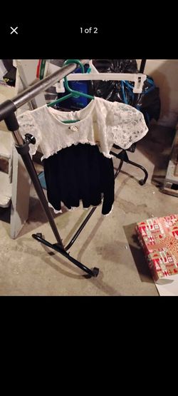 Girls Black and White Lace Dress
