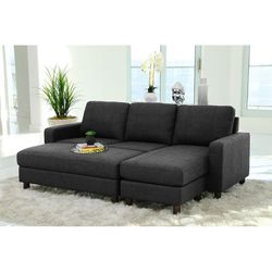 90" Wide Reversible Modular Sofa & Chaise with Ottoman