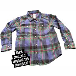 Boys Carter’s Long Sleeve Flannel - Size: 6