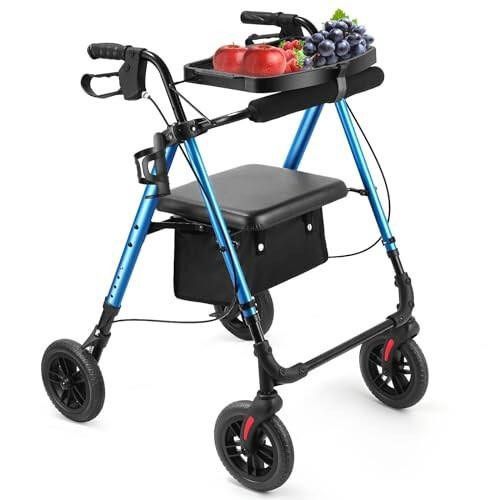 Ambliss Rollator Walker Blue 8" Large 4 Wheels