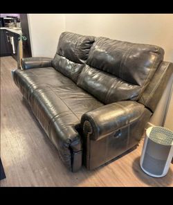 Black leather sofa