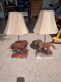 Matching metal horse lamps perfect condition