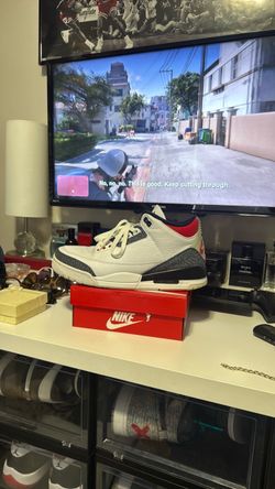 Air Jordan 3 White Cement Red Sneakers