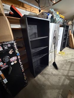Two black shelves