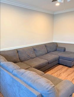 Free Delivery! Gray Sectional Couch Sofa Chaise Foot Rest Ottoman