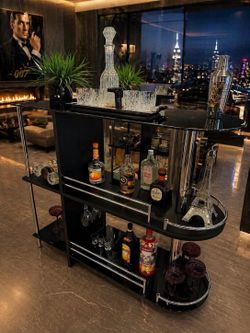 Bar cart , beautiful and elegant with Two Tempered Glass Shelves,bar table ,