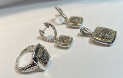 ELEGANZA DESIGNER RING Size 9 PENDANT EARRING