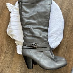 Gray Knee High Boots 6.5 