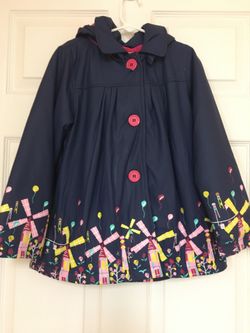 Wantdo  Girls Floral Hooded Rain Coat Purple Size  7/8