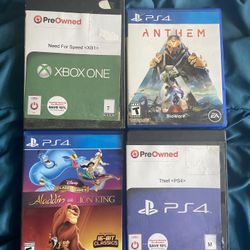 Lot of 4 Sony PS4 And Xbox Games Need For Speed, Anthem, Thief, Aladdin