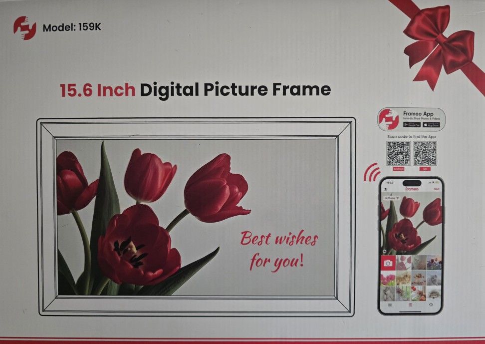64GB Frameo 15.6" Digital Picture Frame Large 1920 x 1080 IPS FHD Touch Screen WiFi Electronic Photo Frames Share Moments Instantly Anywhere