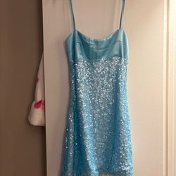 Mini rhinestone dress- light blue. Princess Polly