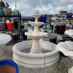 Concrete Fountain with 6 Ft Border / Cement Garden Patio Fountains