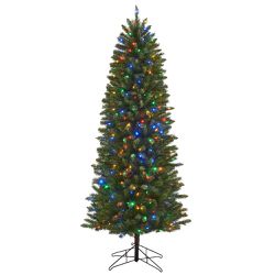 NEW Honeywell 7ft Slim Pre-Lit Christmas Tree, Eagle Peak Pine Pencil Artificial Christmas Tree with 350 Color Changing LED Lights, Xmas Tree with 949