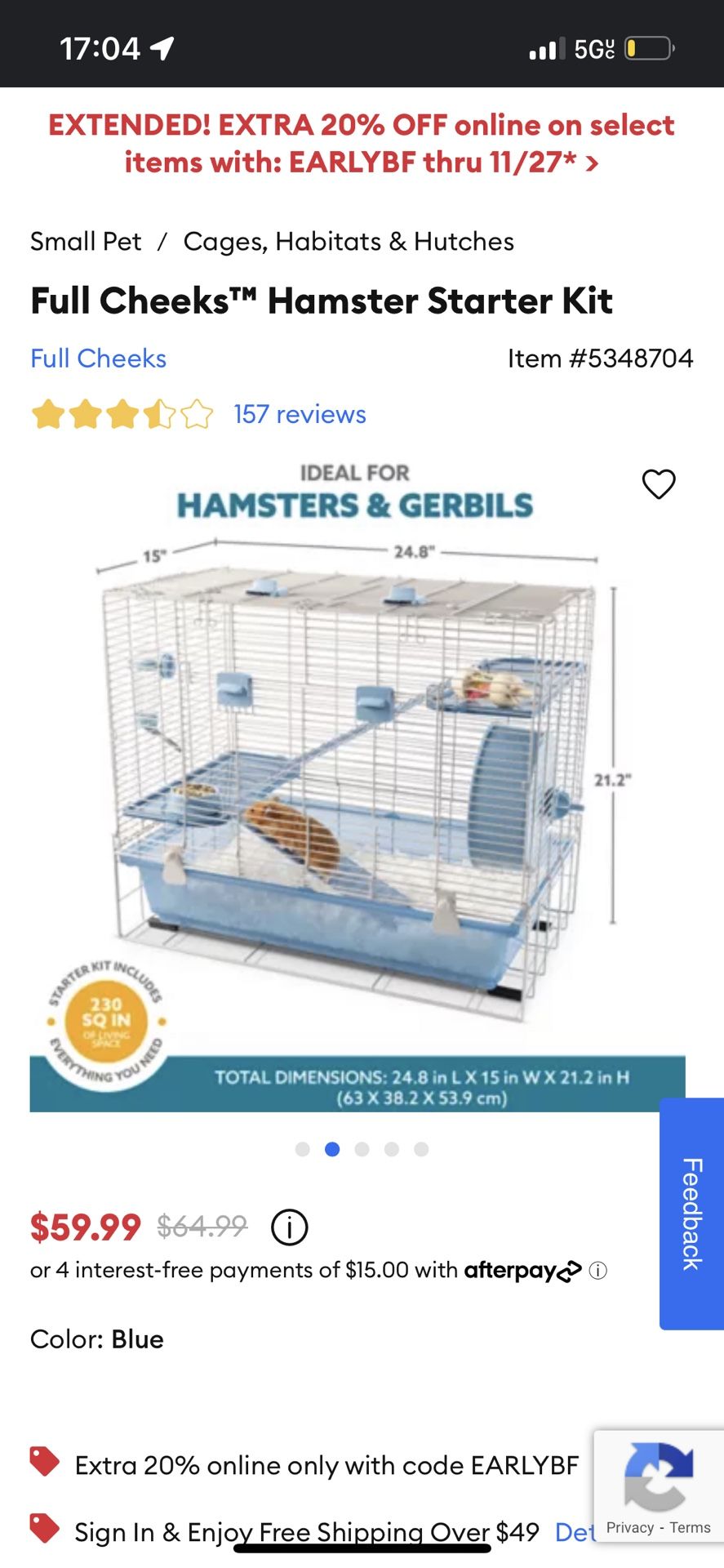 Hamster/small animal Cage W/ Accessories And Food