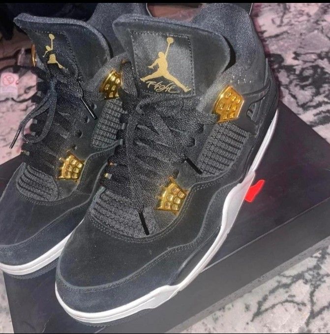 🔥Air Jordan 4 Retro 'Royalty' Black & Gold🥇 Men's Sz 12 RARE Clean🔥