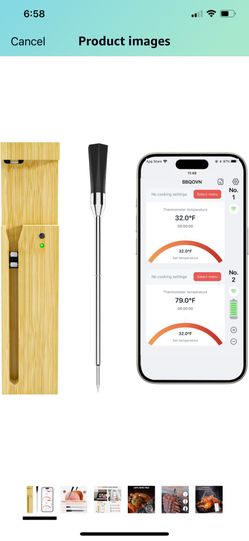 Wireless Meat Thermometer, 3.9mm Ultra-Thin Probe with 777FT Bluetooth Booster, Precision Food Cooking Thermometer for BBQ/Grill/Kitchen/Sous Vide/Ove