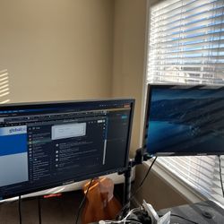 2 Monitors With Holders For WFH