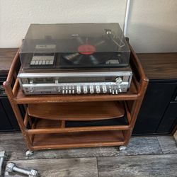 Vintage Zenith Stereo System w/Speakers Record Player, Cassette, 8 Track & AM/FM- Works!