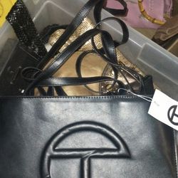 Women's black double strap purse shoulder and hand strap new