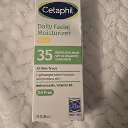 Brand new, unopened Cetaphil Daily Facial Moisturizer with Broad Spectrum SPF 35 (UVA/UVB) protection.