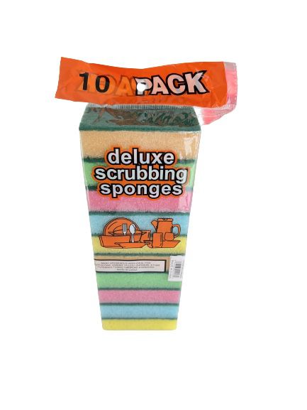 Scrub Sponges Pack of 10 Kitchen Cleaning Deluxe Scrubbing Sponges