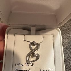 Love Is Forever Diamond Double Heart Pendant Necklace