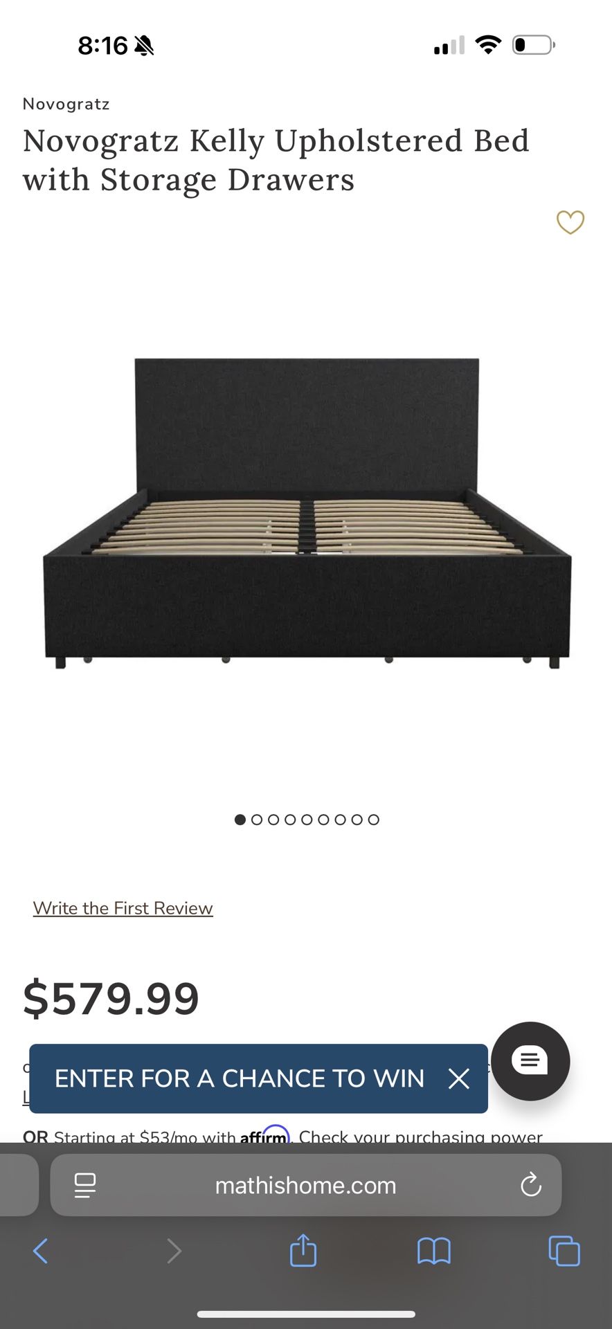 Novogratz Kelly Upholstered Bed with Storage Drawers
